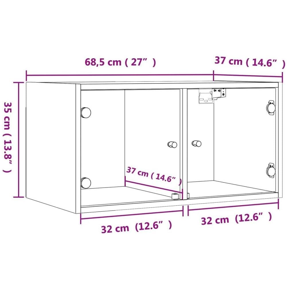 Mobili a Muro con Ante in Vetro 2pz Grigio Cemento 68,5x37x35cm - Foto 10