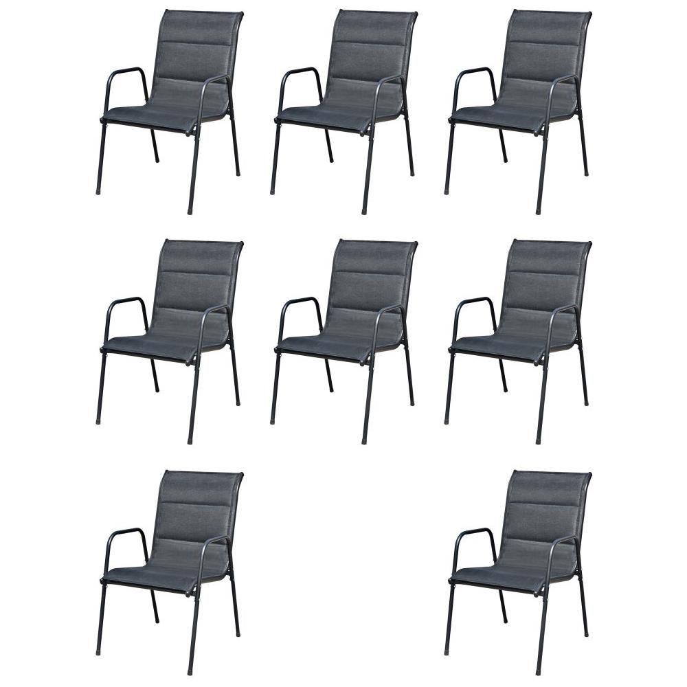 9 Pz Set Tavolo E Sedie Per Esterni In Polirattan Nero - Foto 2