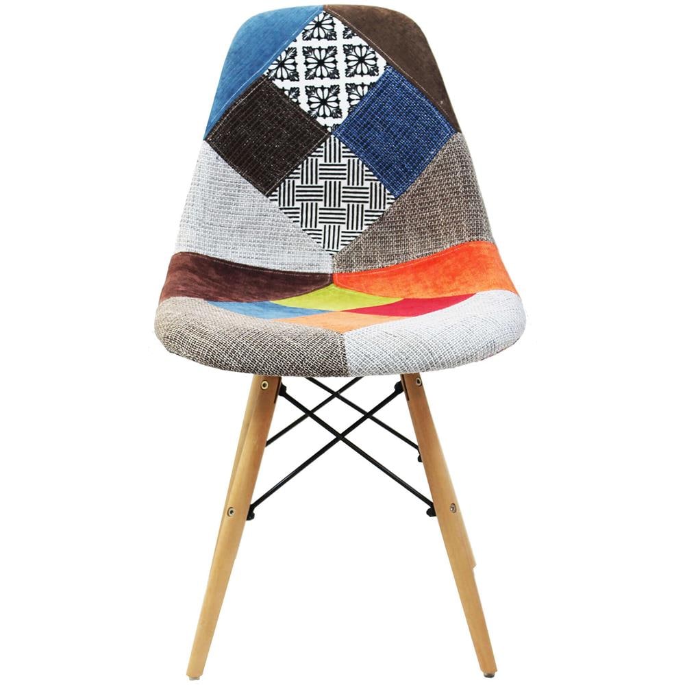 Juliette - Sedia Stile Nordico Patchwork Con Gambe In Legno - Foto 4