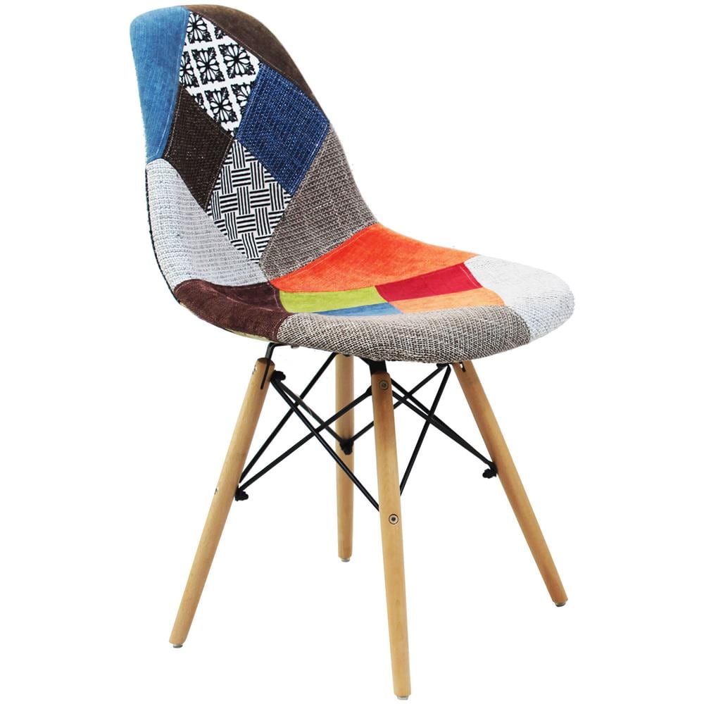 Juliette - Sedia Stile Nordico Patchwork Con Gambe In Legno - Foto 1