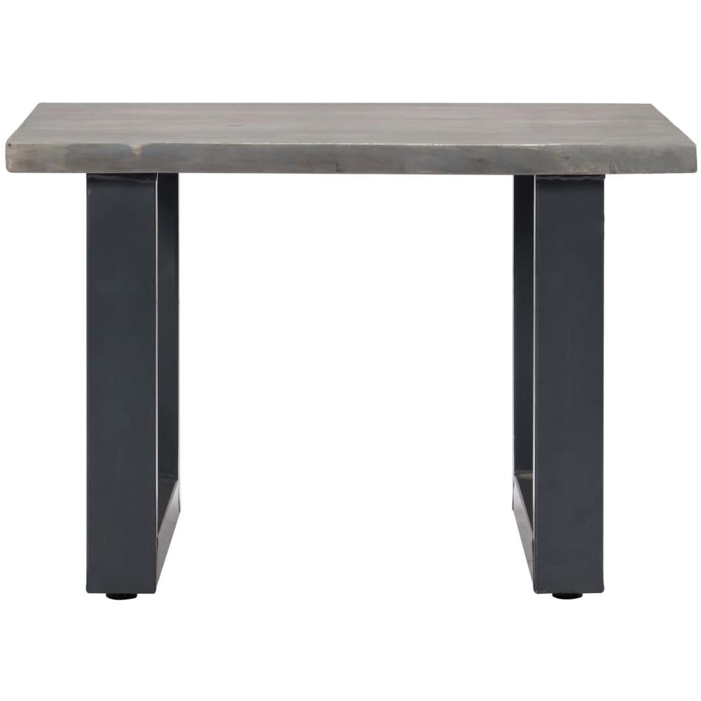 Tavolino Da Caffè Con Bordi Vivi Grigio 60x60x40 Cm Acacia - Foto 2