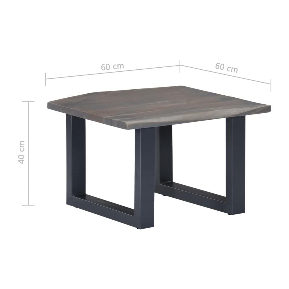 Tavolino Da Caffè Con Bordi Vivi Grigio 60x60x40 Cm Acacia - Foto 8