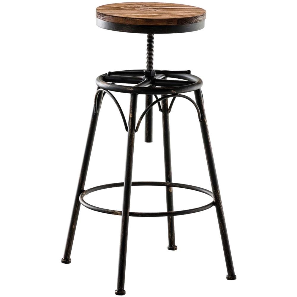 Sgabello Bar Tondo Beam Industriale Con Poggiapiedi I Sgabello Bancone In Legno E Metallo I Sgabello Cucina Altezza Regolabile ca. 70-90 CM Bronzo - Foto 2