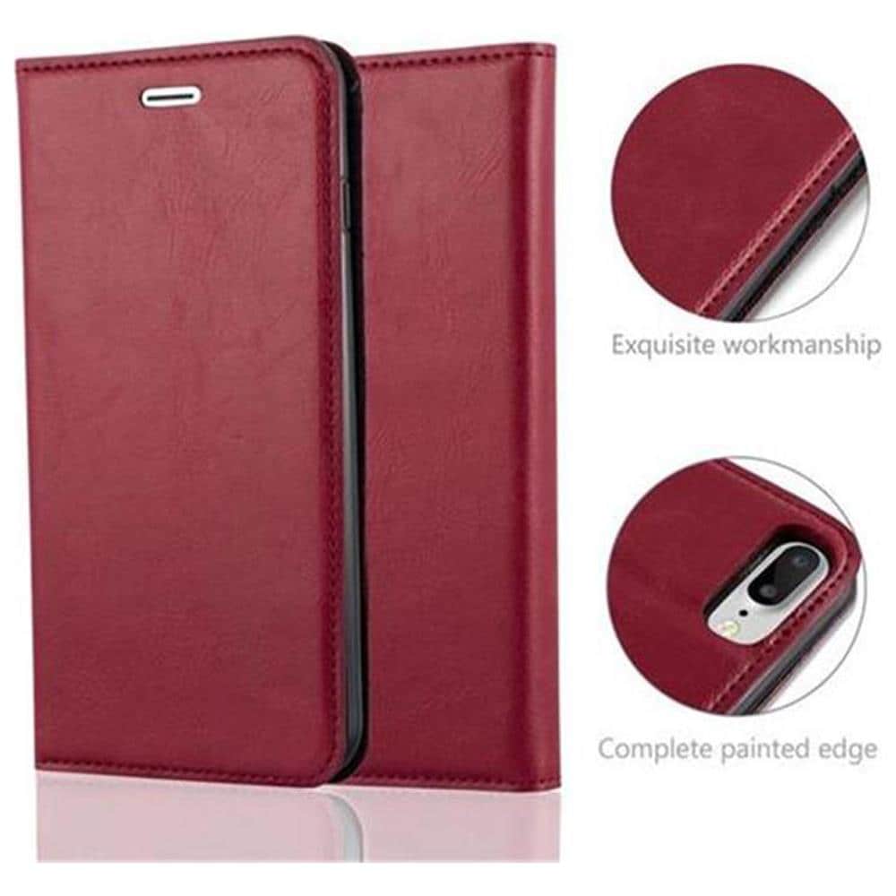 Cadorabo Custodia Compatibile Con Apple Iphone 8 Plus / 7 Plus / 7s Plus In Rosso Mela - Coperchio Protettiva Con Chiusura Magnetica, Funzione Stand E Tasca Per Le Carte - Foto 2
