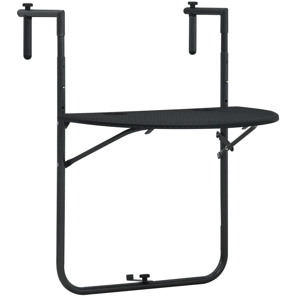 Tavolo Da Balcone Pensile Nero 60x64x83,5cm Plastica Rattan - Foto 1