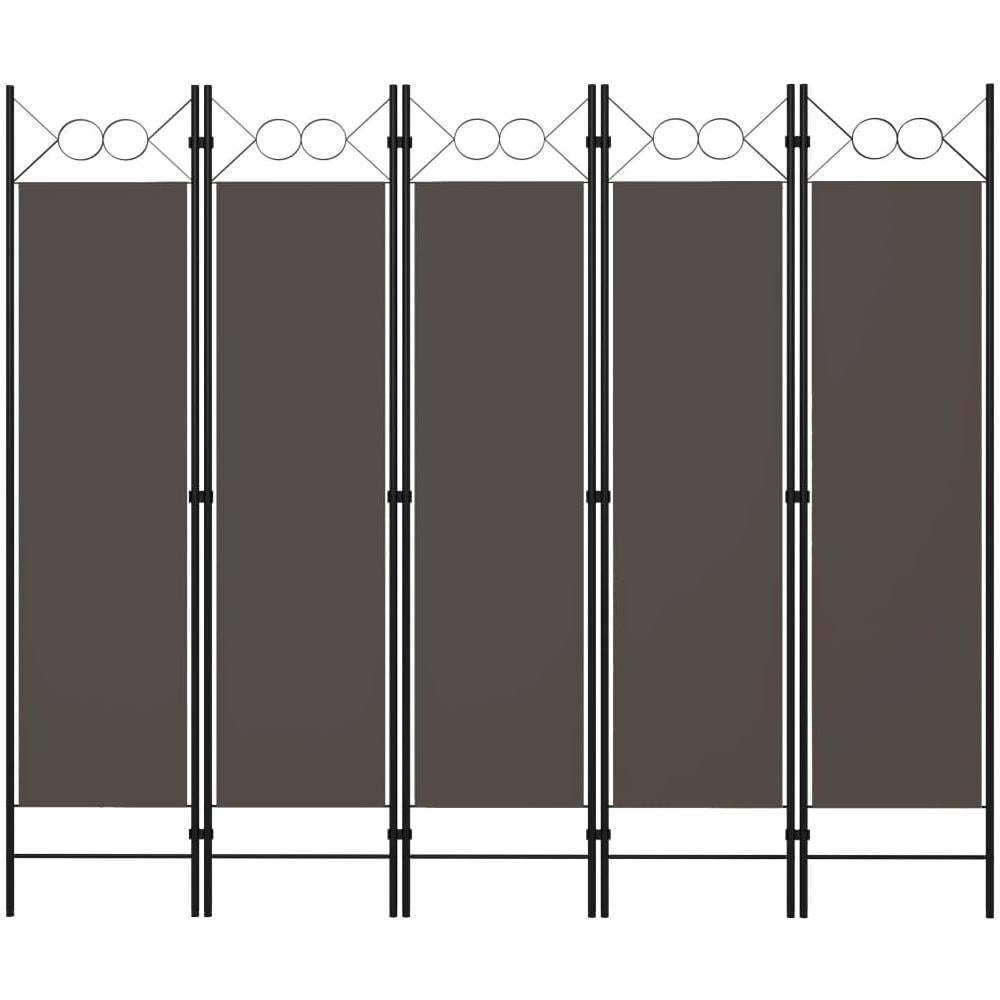 Paravento A 5 Pannelli Antracite 200x180 Cm - Foto 1