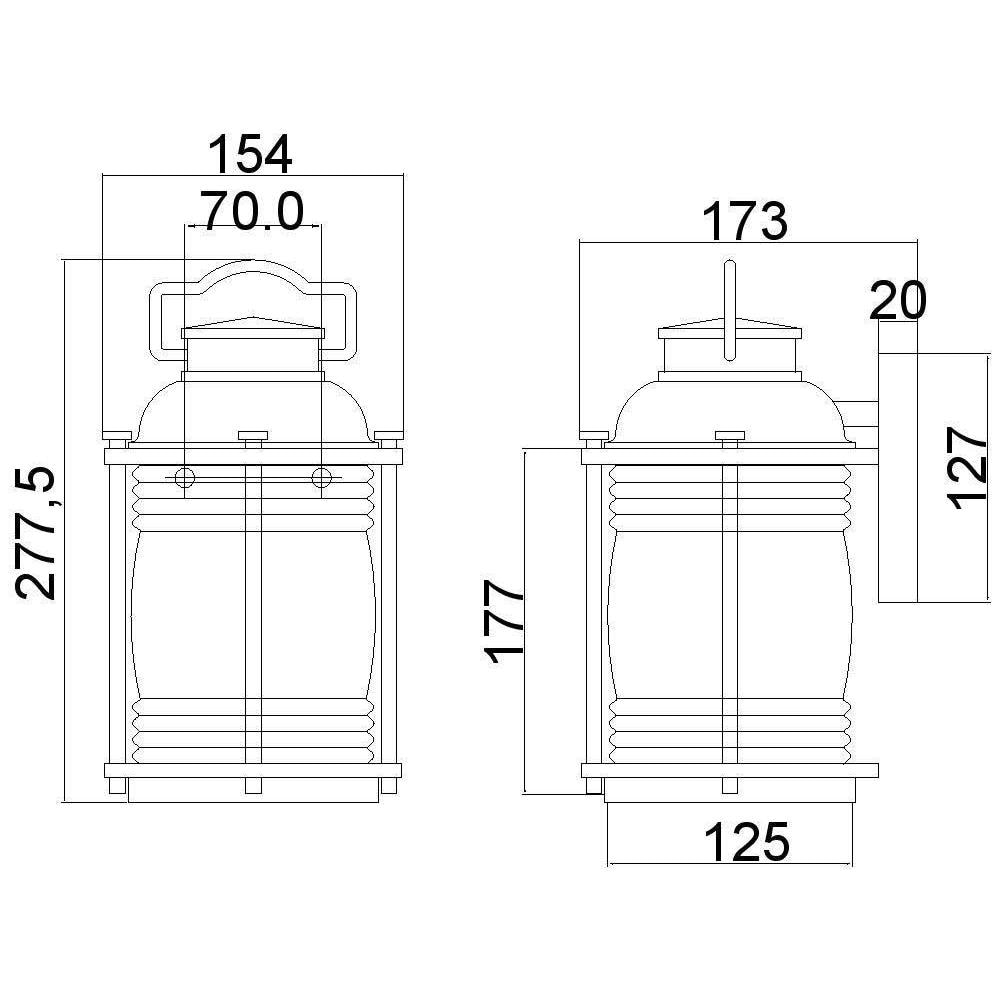 Lanterna Da Parete Per Esterno Piccola 1 Luce Zinco Ip44, E27 - Foto 1