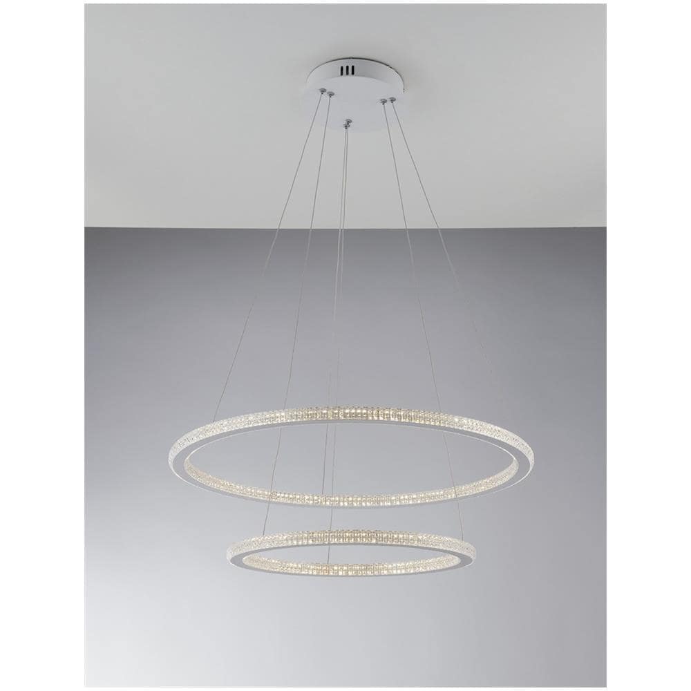 Lampada A Sospensione In Cristallo Circolare A Led A 2 Livelli Integrata, 4000k - Foto 1