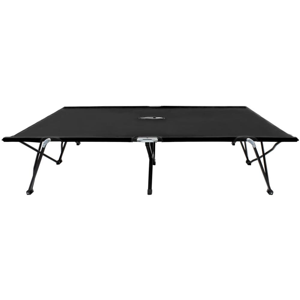 Lettino Prendisole Pieghevole Due Persone Nero in Acciaio - Foto 2