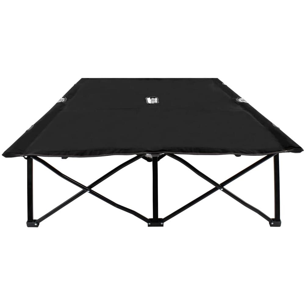 Lettino Prendisole Pieghevole Due Persone Nero in Acciaio - Foto 3