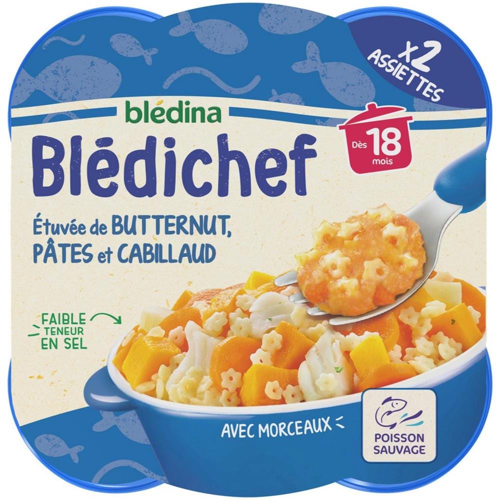 Plat Bébé Dès 18 Mois Etuvée De Butternut, Pâtes & Cabillaud - Foto 1