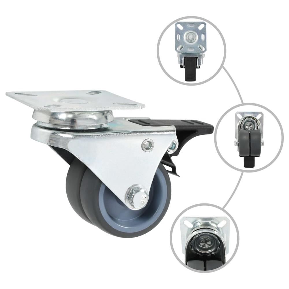 Ruote Girevoli Gemellate con Doppio Freno 4 pz 50 mm - Foto 2