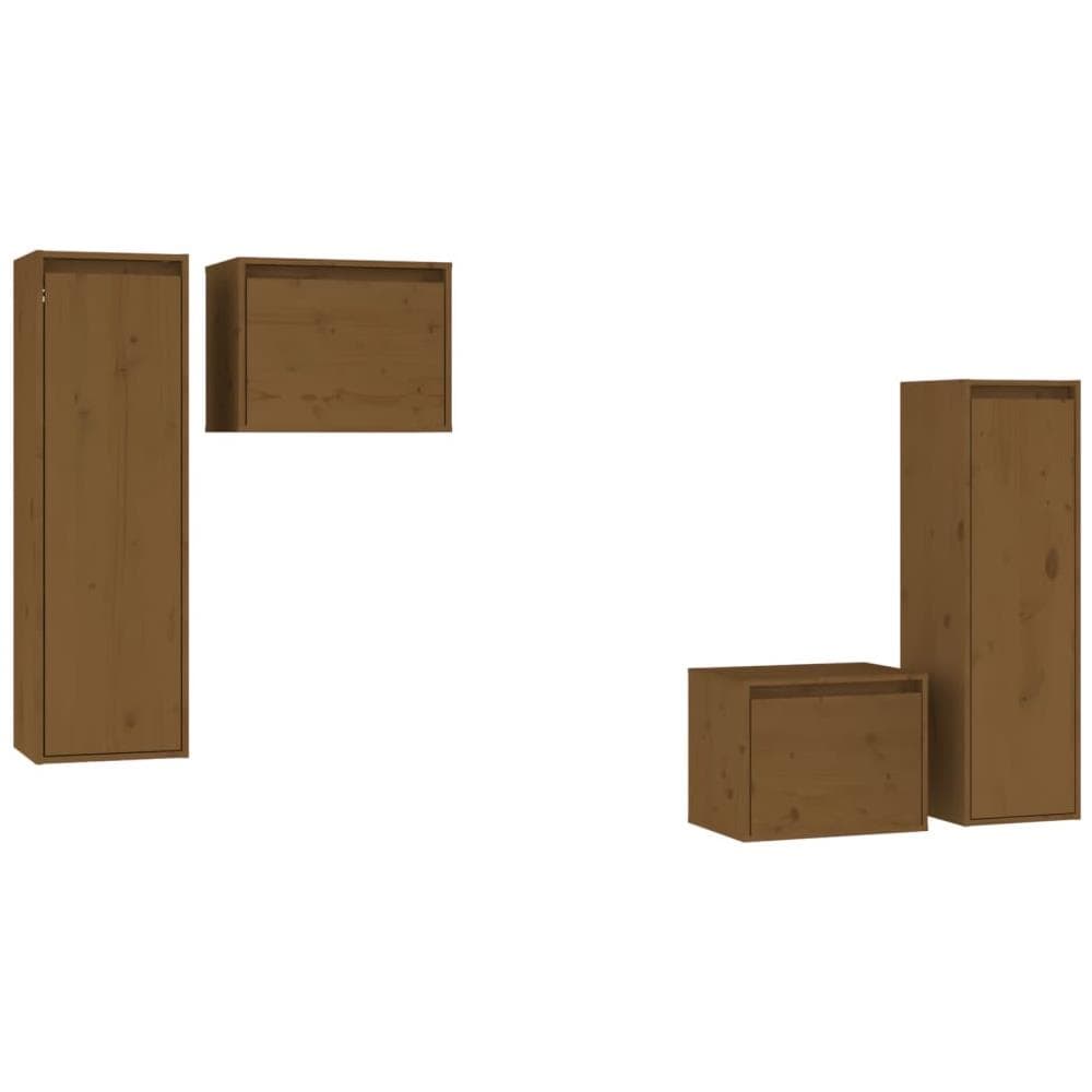 Mobili Porta Tv 4 Pz Miele In Legno Massello Di Pino - Foto 1