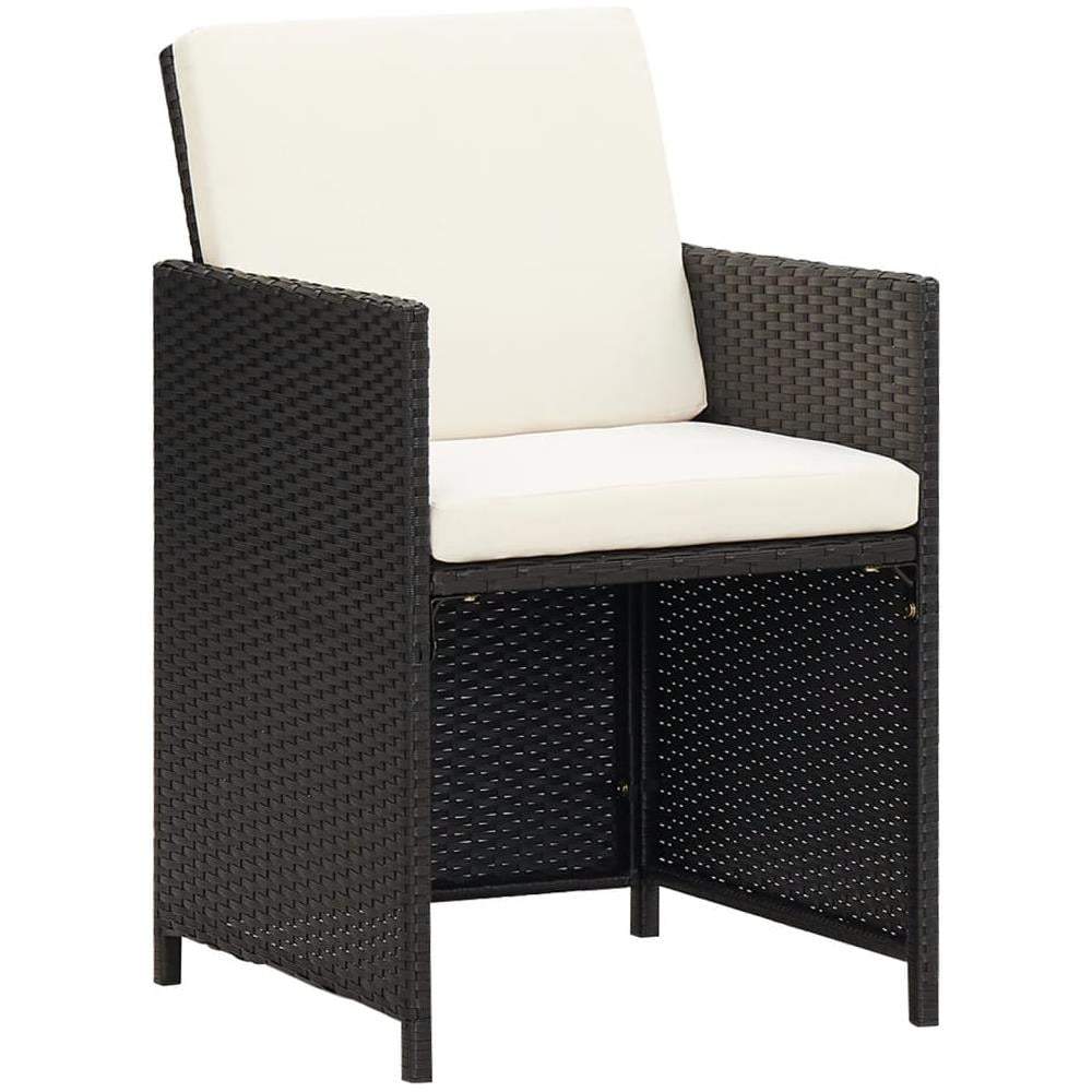 Set Da Pranzo Per Giardino 5 Pz Con Cuscini In Polyrattan Nero - Foto 2