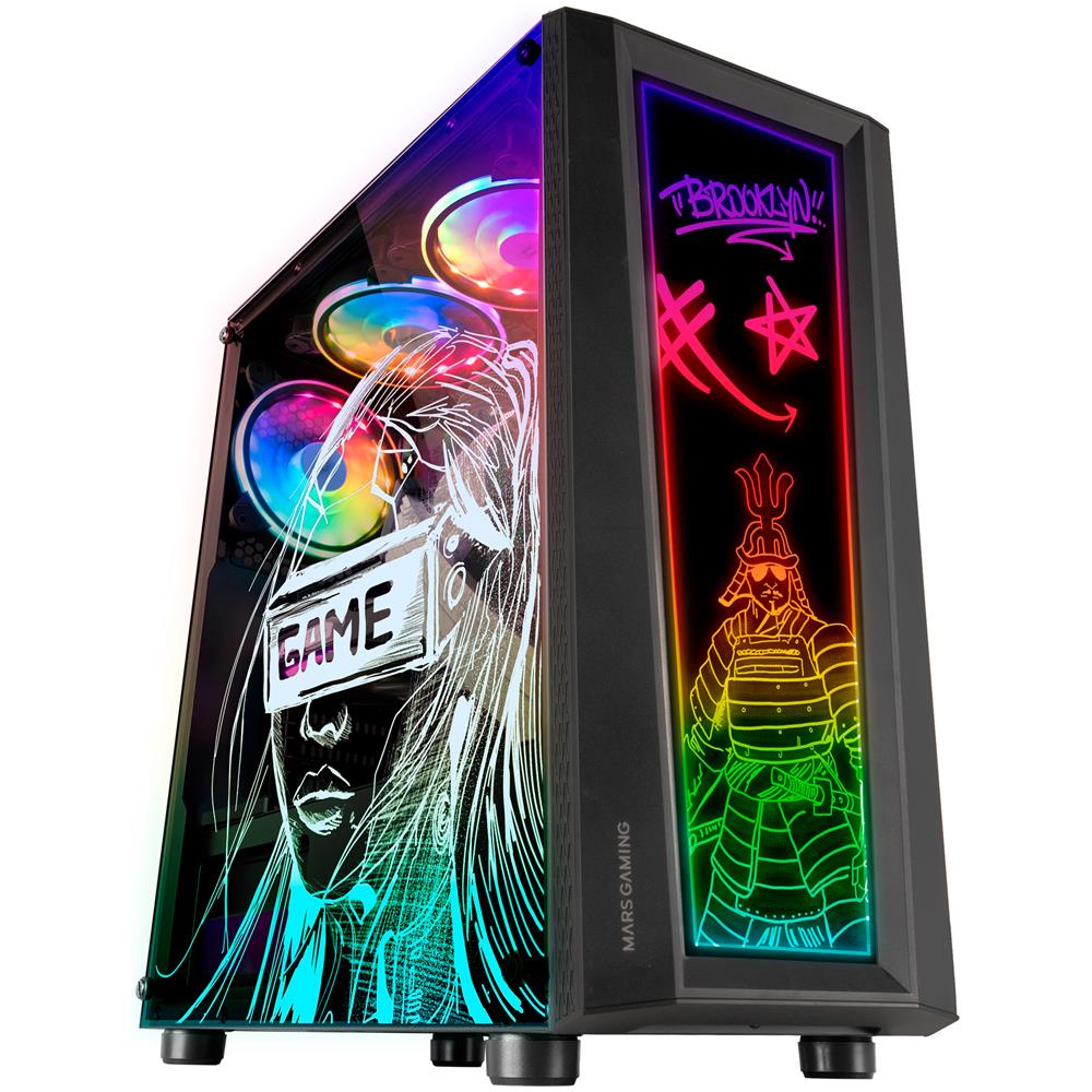 Case Mc-Art Artistic Gaming Midi Tower ATX, micro ATX, Mini-ITX 1 Porte USB 3.2 Colore Nero (Finestrato) - Foto 2