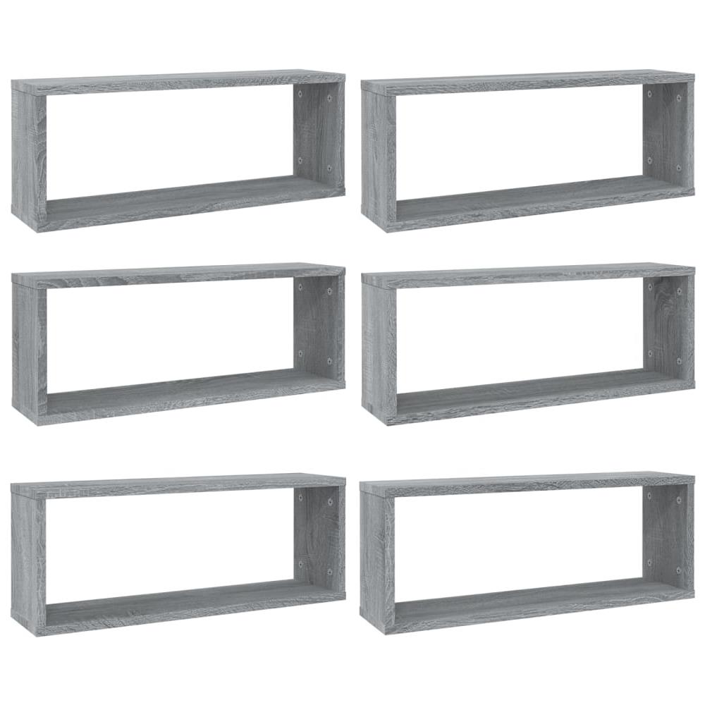Mensole Cubo Muro 6 Pz Grigio Sonoma 60x15x23 Legno Multistrato - Foto 2