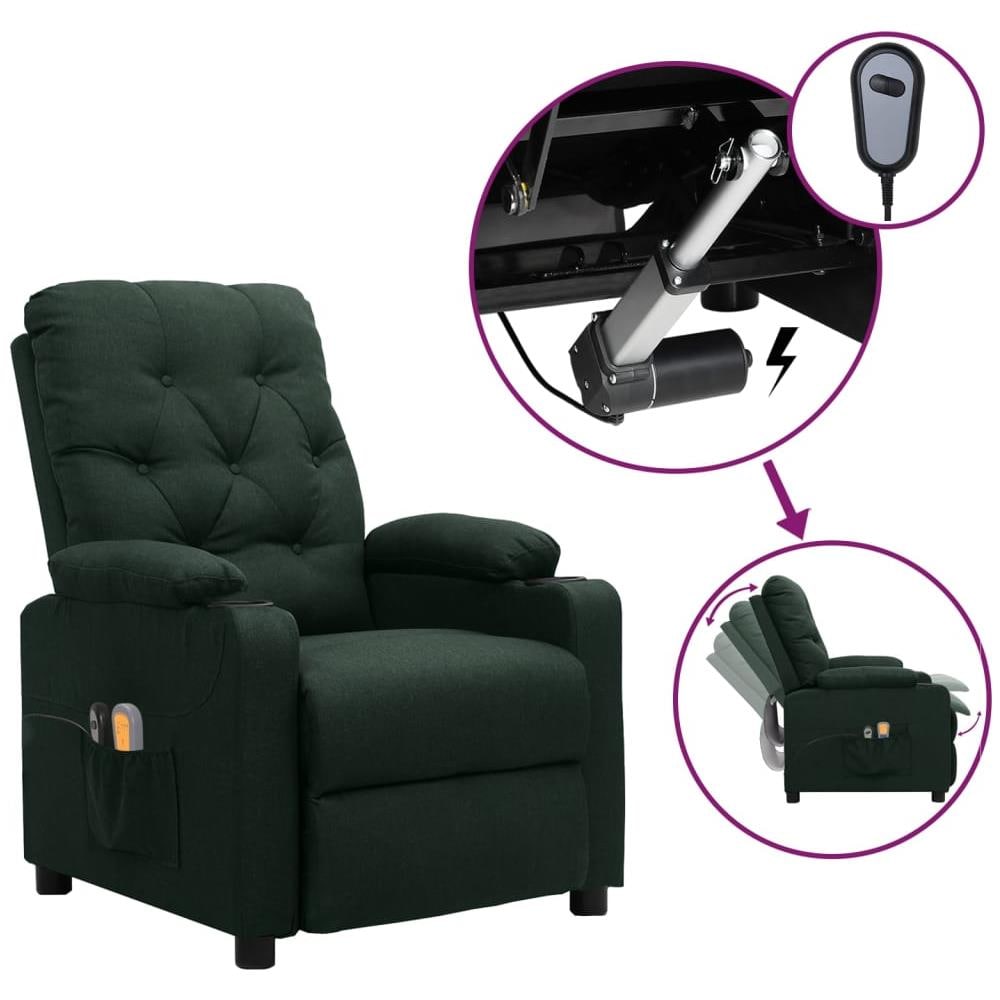 Poltrona Massaggiante Elettrica Verde Scuro in Tessuto - Foto 1