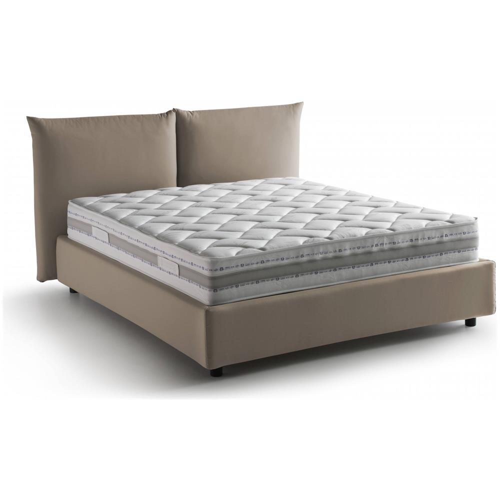 Letto Matrimoniale Cristel, Letto Contenitore Con Rivestimento In Tessuto, 100% Made In Italy, Apertura Frontale, Con Materasso Cm 160x190 Incluso, Tortora - Foto 2