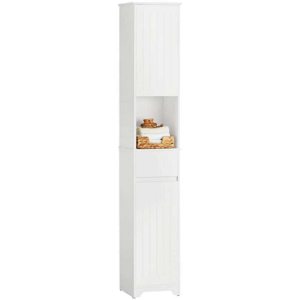 Mobile Alto Mobile A Colonna Bagno Salvaspazio Colonna Bagno Con 2 Armadietti E 1 Vano Aperto 30x30x170cm Bzr109-w - Foto 1