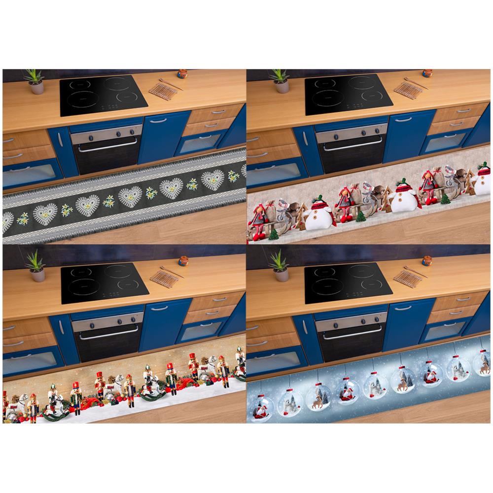 Tappeto Passatoia Cucina Antiscivolo Sottolavello Digitale Dis Natale Inverno 50x140 Palline Natale - Foto 2
