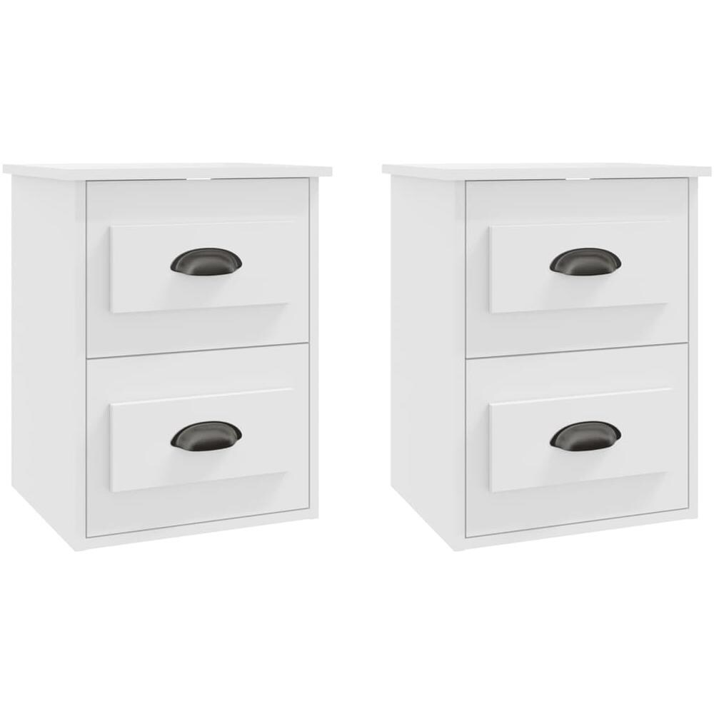Comodini A Parete 2 Pz Bianchi 41,5x36x53 Cm - Foto 2