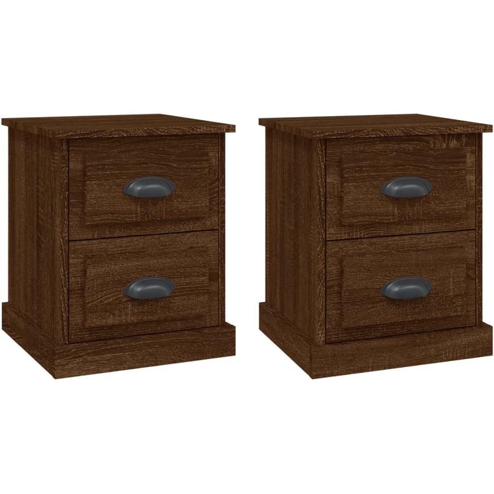 Comodini 2 Pz Rovere Marrone 39x39x47,5 Cm In Legno Multistrato - Foto 2
