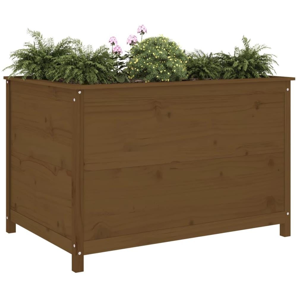 Fioriera Rialzata Giardino Miele 119,5x82,5x78cm Massello Pino - Foto 3