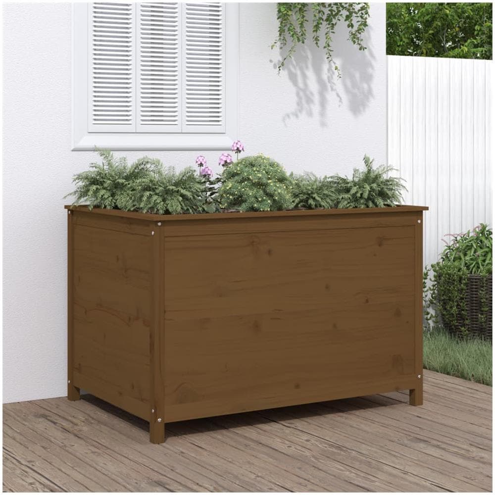Fioriera Rialzata Giardino Miele 119,5x82,5x78cm Massello Pino - Foto 1
