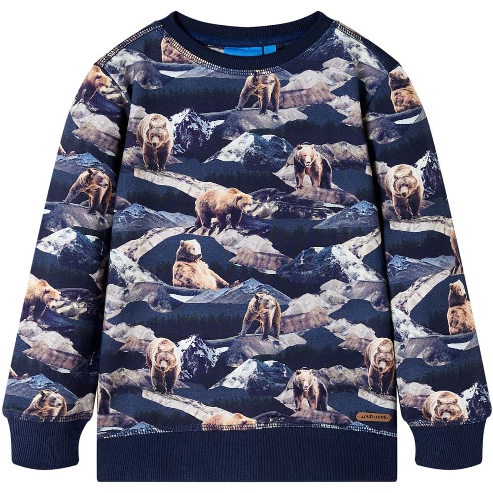 Felpa Per Bambini Stampa Orso Blu Marino 140 - Foto 1