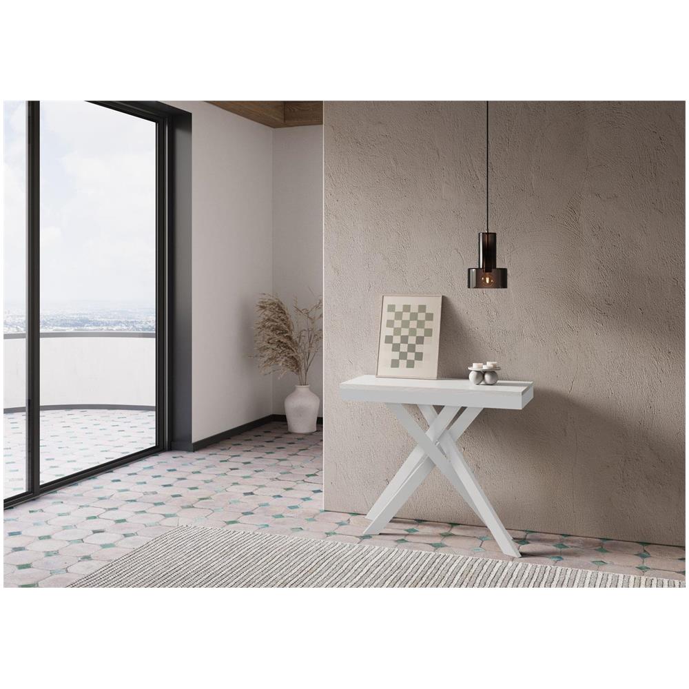 Consolle allungabile 90x40/300 cm Krack Evolution bianco frassino telaio bianco - Foto 2