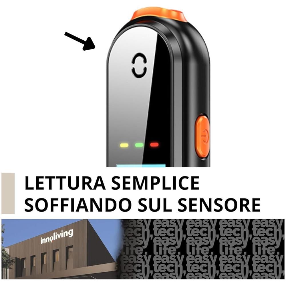Alcool Tester INN-991 Portatile e Preciso, Display Digitale, Rilevazione Rapida del Tasso Alcolico, Sensore Avanzato, per Uso Personale con USB-c - Foto 2