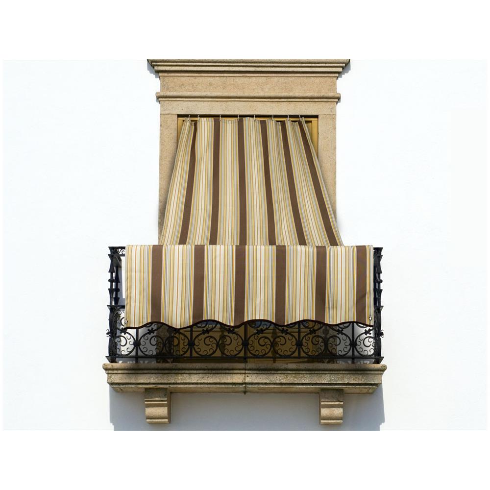 Tenda Da Sole A Caduta Per Esterno Balcone Casa Telo Ombra Modello Riga Fine 145x300 Marrone - Foto 2