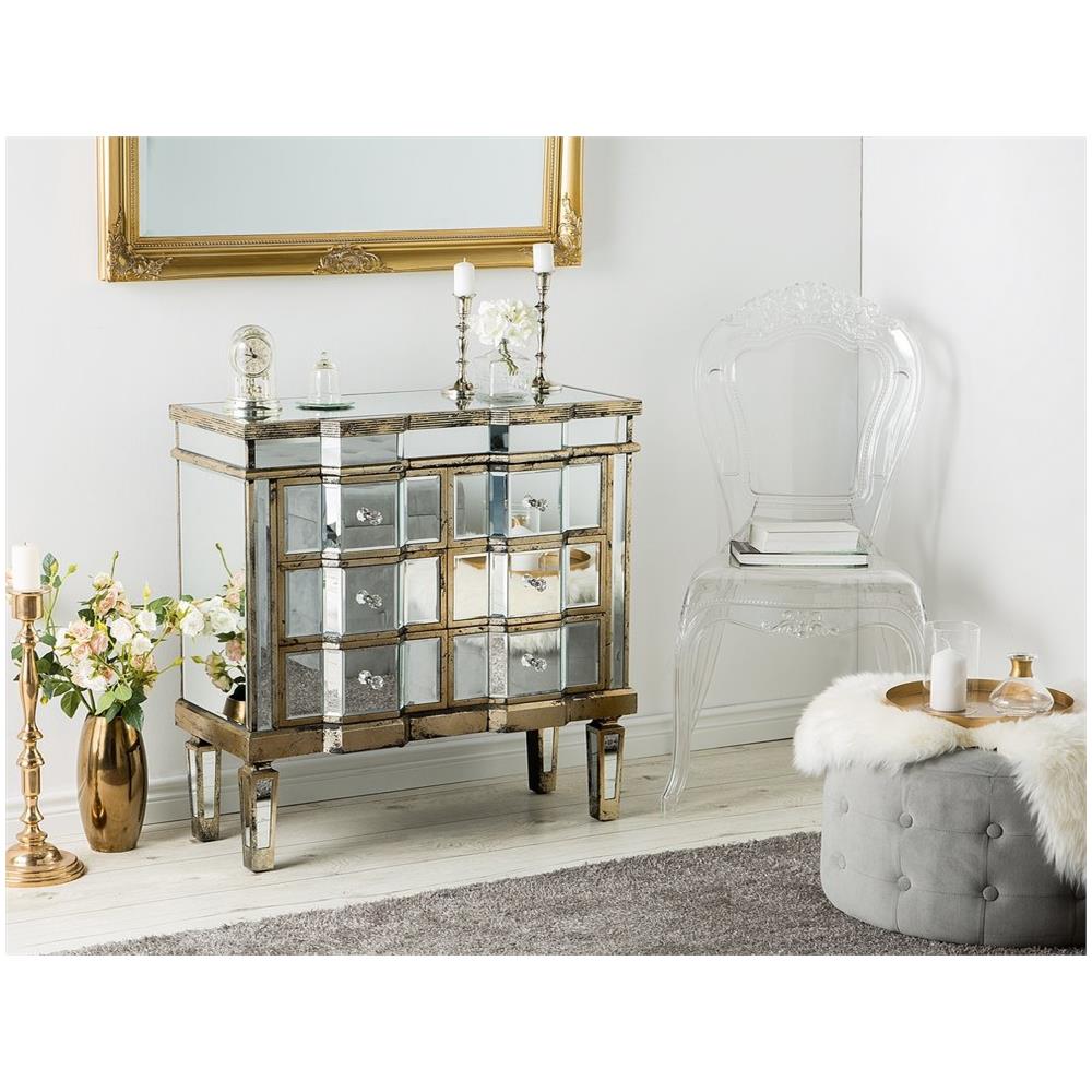 Credenza A 6 Cassetti In Vetro A Specchio Mozela - Foto 2