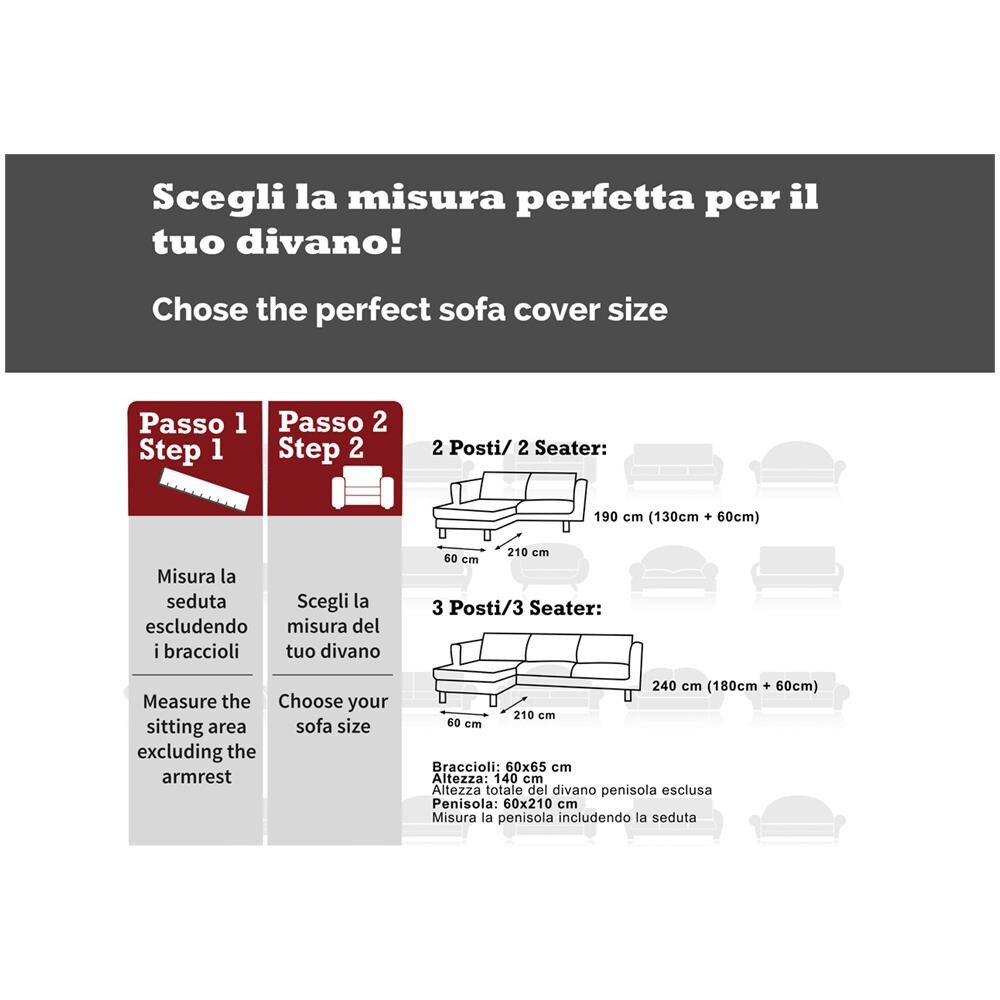 Copridivano Per Divani Con Penisola Modello Vischio Colore Grigio 190 Cm Grigio - Foto 5