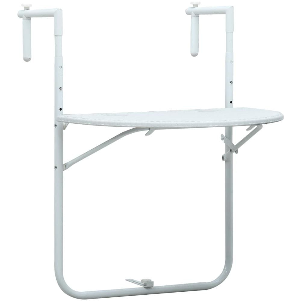 Tavolo Da Balcone Pensile Bianco 60x64x83,5cm Plastica Rattan - Foto 1