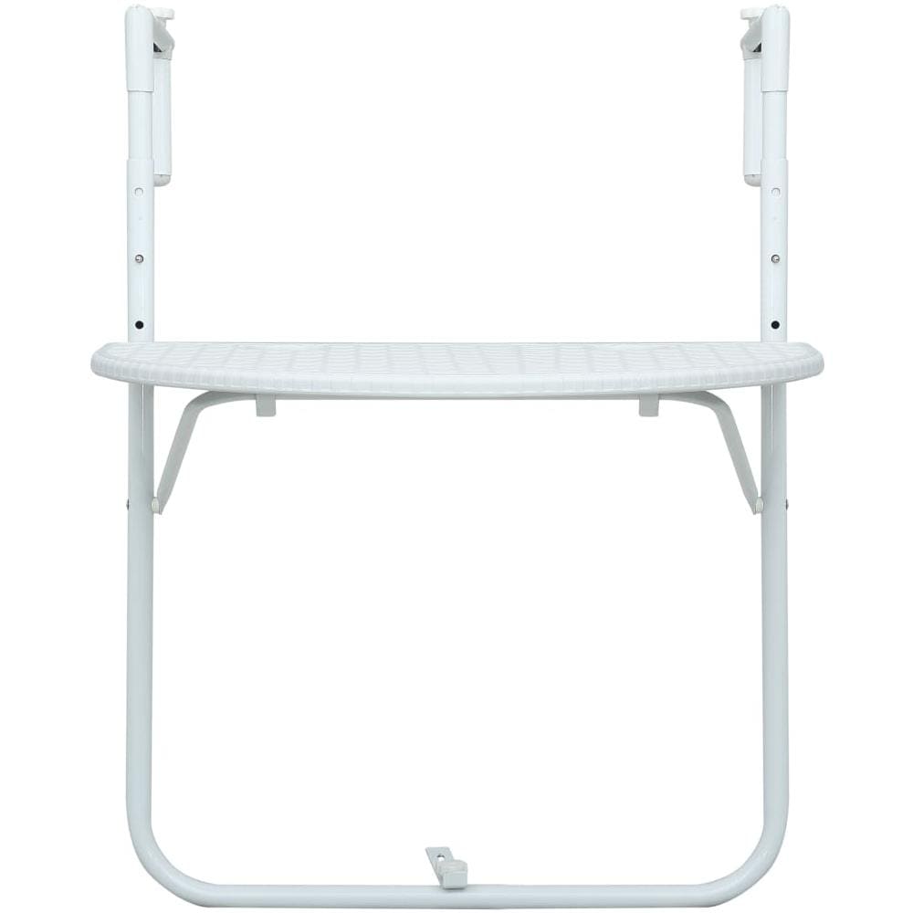 Tavolo Da Balcone Pensile Bianco 60x64x83,5cm Plastica Rattan - Foto 2