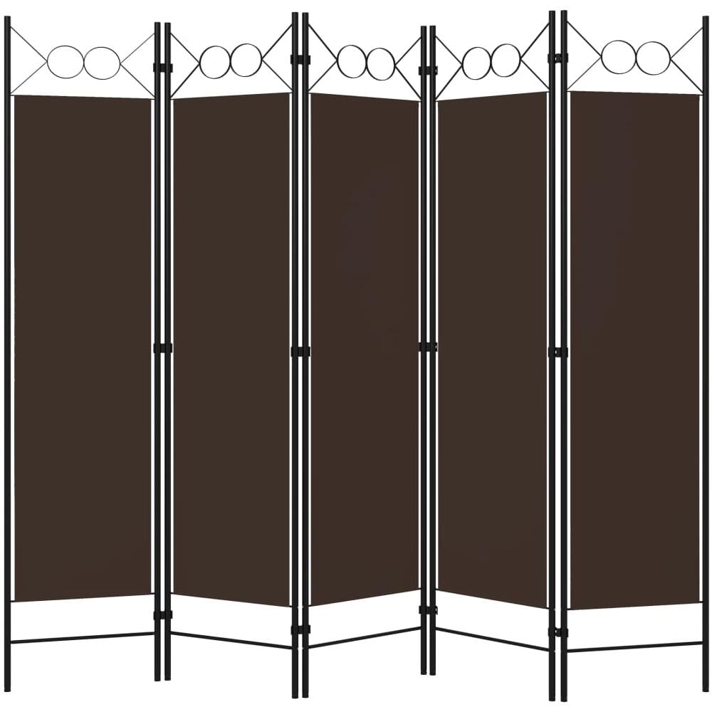 Paravento A 5 Pannelli Marrone 200x180 Cm - Foto 2