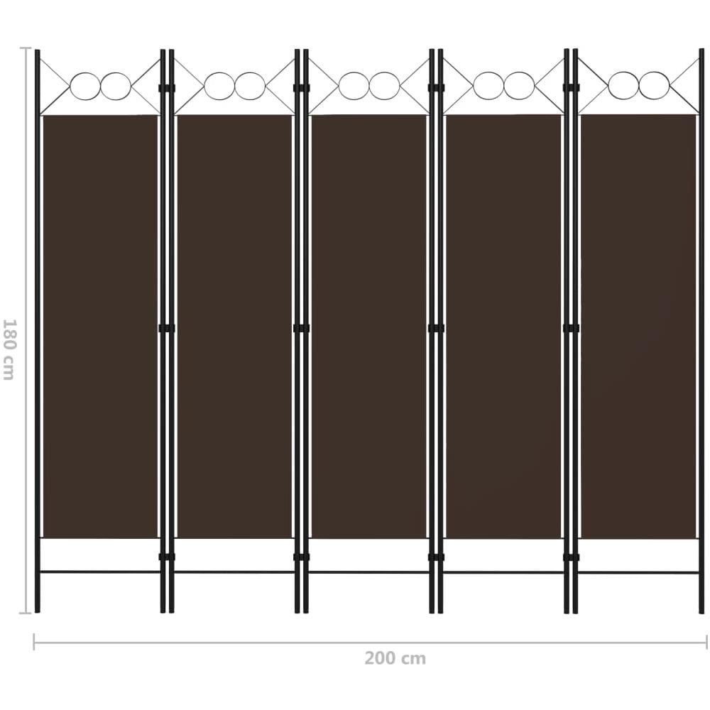 Paravento A 5 Pannelli Marrone 200x180 Cm - Foto 12