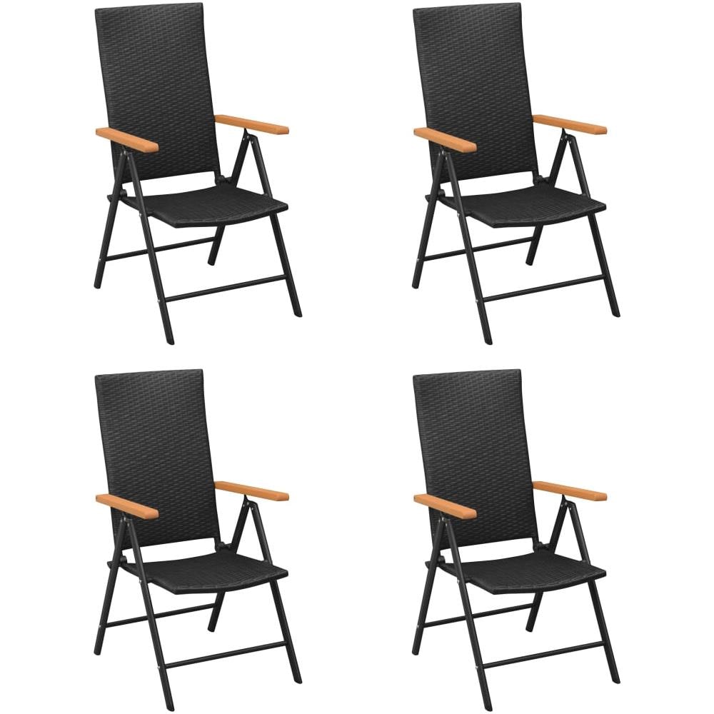 Sedie da Giardino 4 pz in Polyrattan Nero - Foto 1