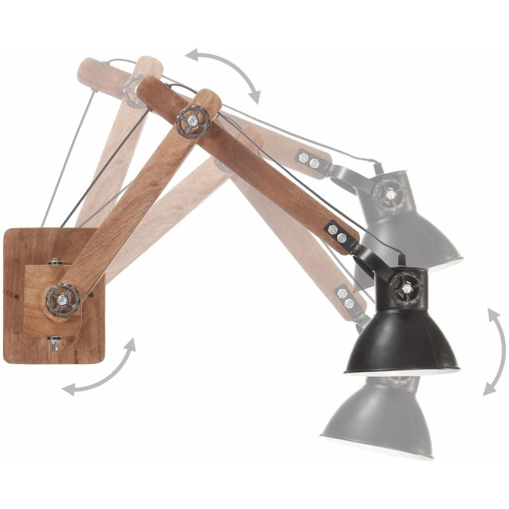 Lampada Da Parete Stile Industriale Nero Spento Rotonda E27 - Foto 2