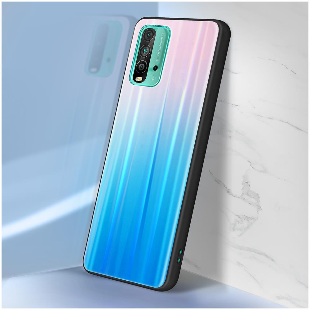 Cover Xiaomi Redmi 9t E Poco M3 Olografica Bi-materiale Brillante Rosa E Celeste - Foto 2