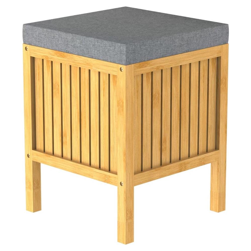 Cesto Portabiancheria con Cuscino 2 in 1 Bambù 39x39x52,5 cm - Foto 1