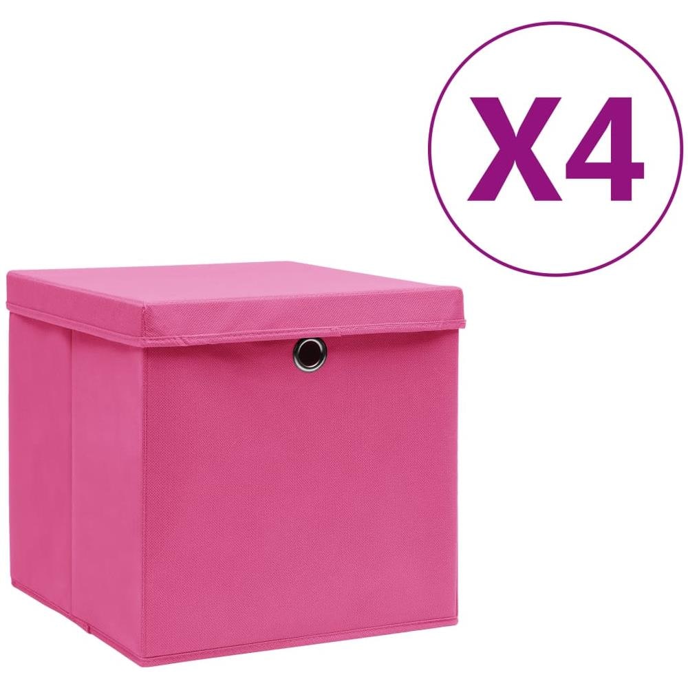 Contenitori con Coperchio 4 pz 28x28x28 cm Rosa - Foto 1