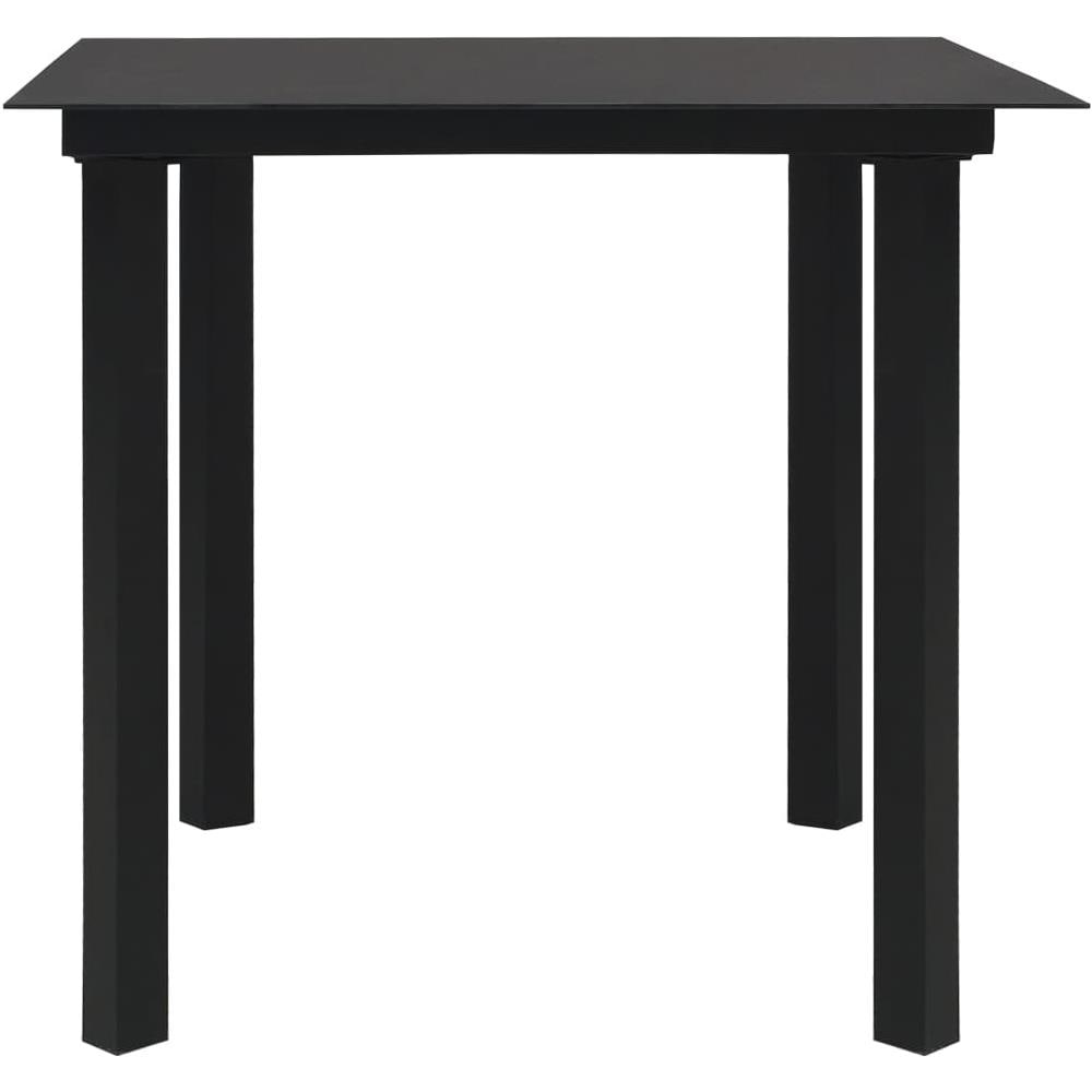 Tavolo da Giardino Nero 80x80x74 cm in Acciaio e Vetro - Foto 2