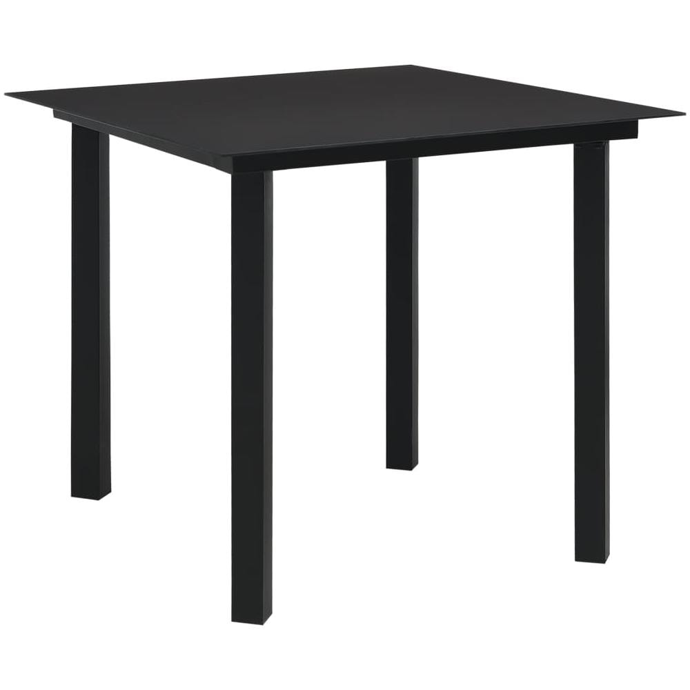 Tavolo da Giardino Nero 80x80x74 cm in Acciaio e Vetro - Foto 1