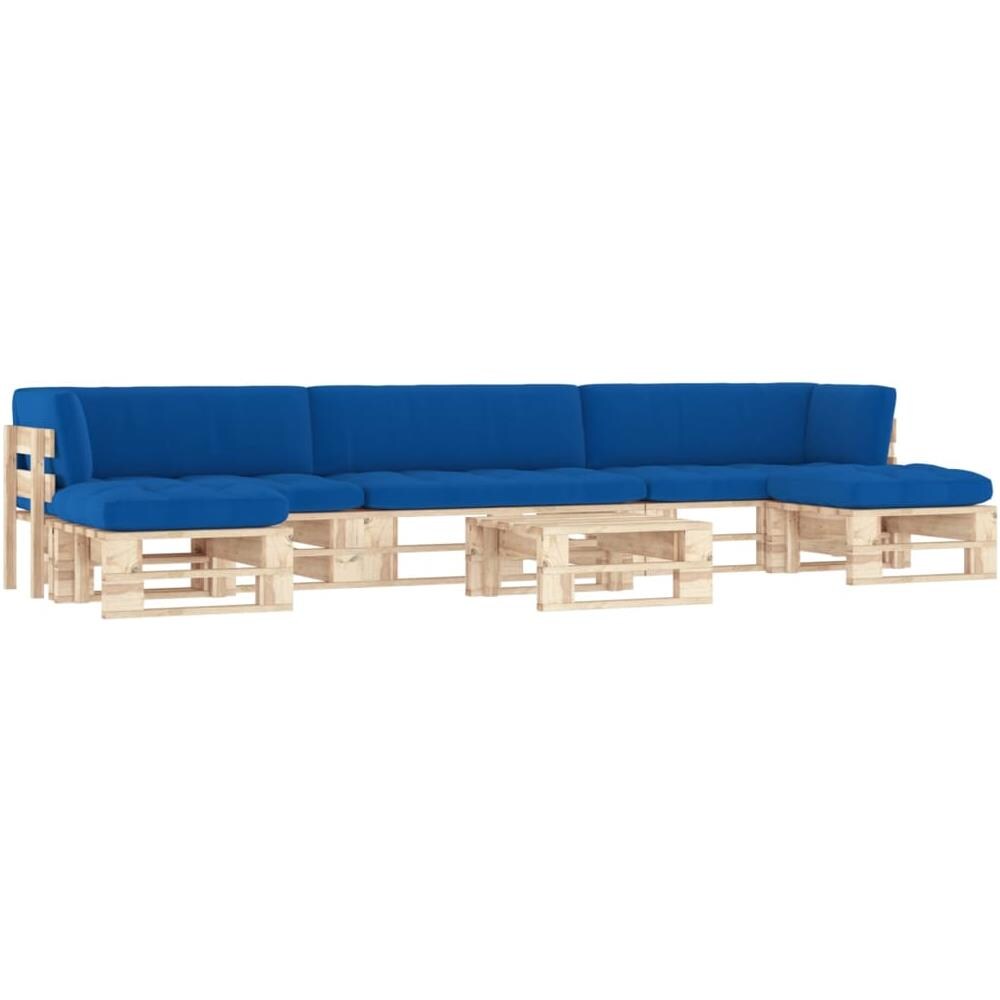 Set Divani su Pallet 6 pz e Cuscini in Legno di Pino Impregnato - Foto 1