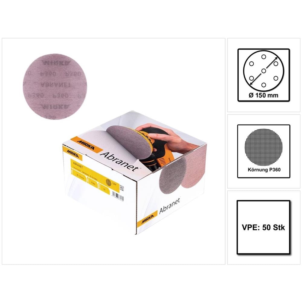 Abranet Disco Abrasivo Grip 150mm / P360 - 50 Pezzi (5424105037)  - Foto 1