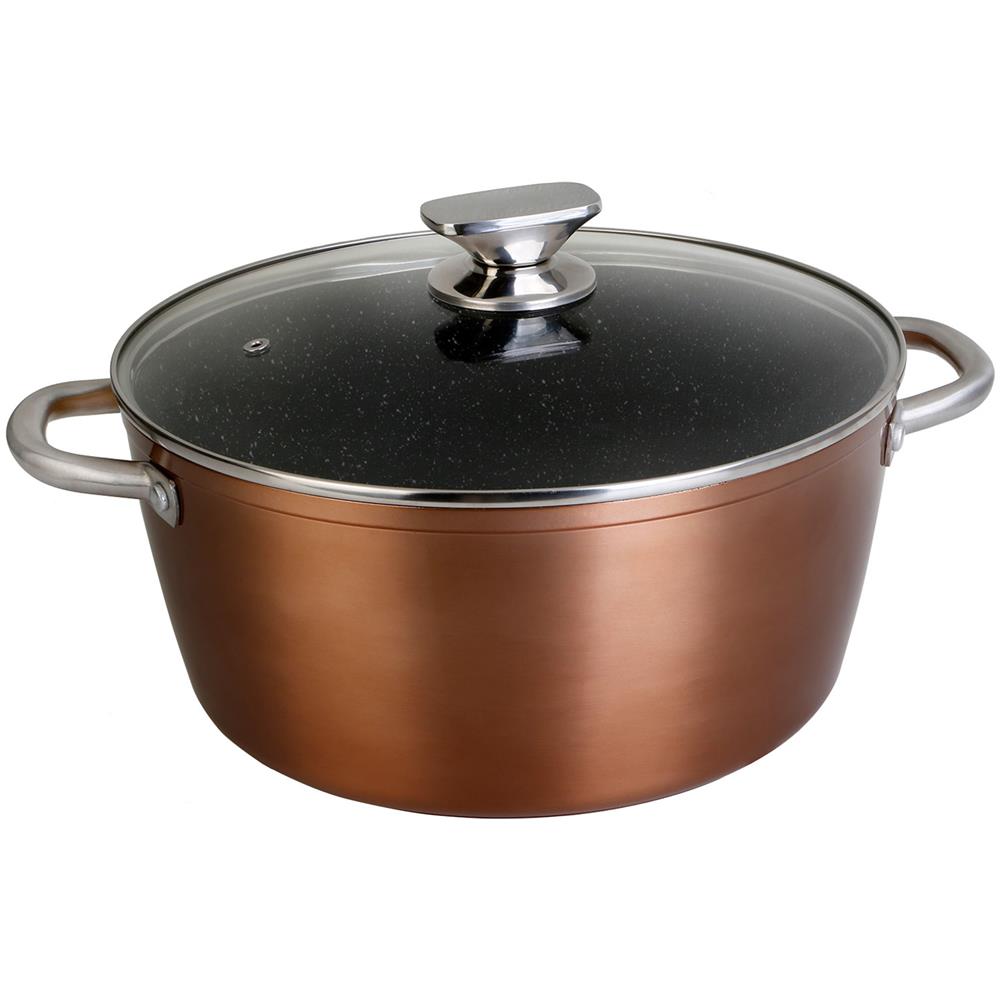 Professional Casseruola Alta 20 Cm Induzione, Coperchio Di Vetro, Antiaderente, Alluminio Rame - Foto 1