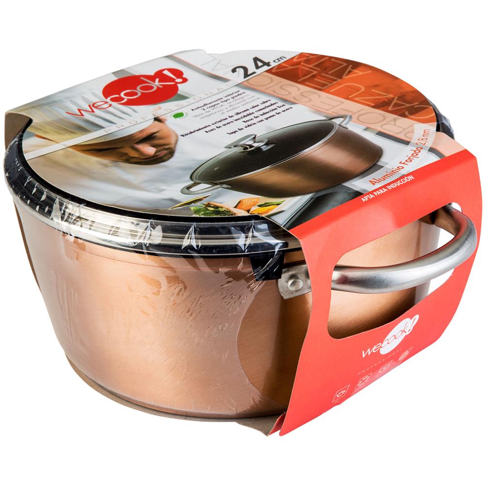 Professional Casseruola Alta 20 Cm Induzione, Coperchio Di Vetro, Antiaderente, Alluminio Rame - Foto 4