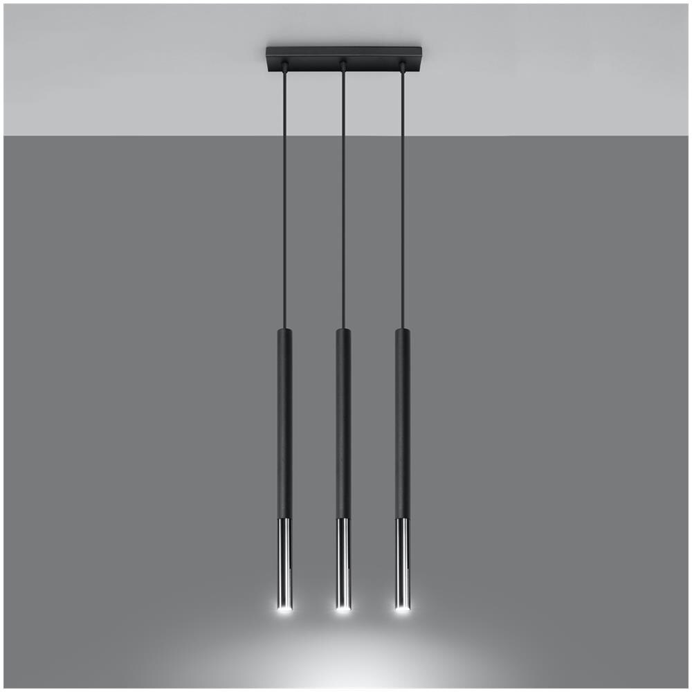 Lampada A Sospensione Mozaica 3l Sollux Cromato 1000x300x80 Mm Acciaio - Foto 14
